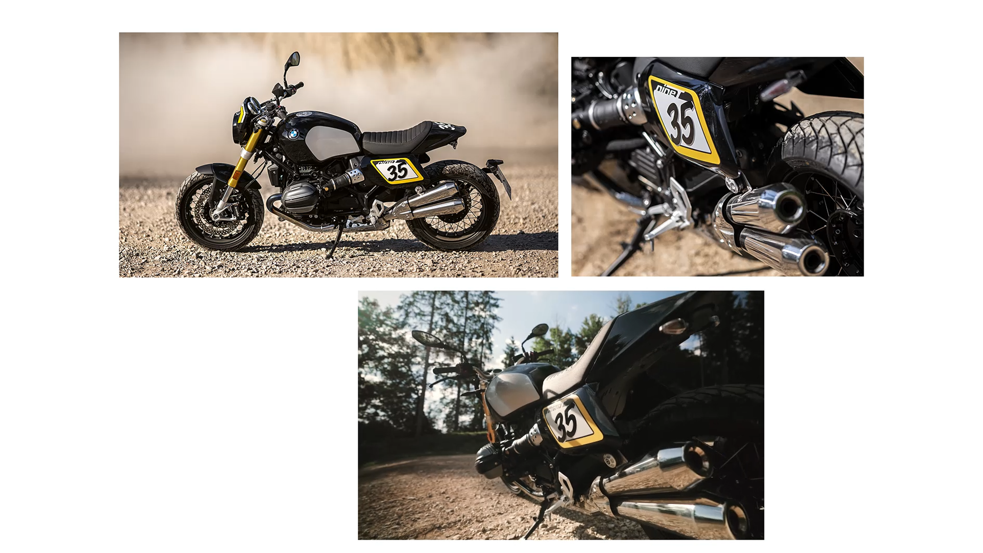 Vue dynamique de la BMW R 12 nineT sur route