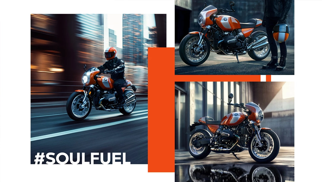 Vue latérale de la BMW Motorrad R 12 S sur fond sombre