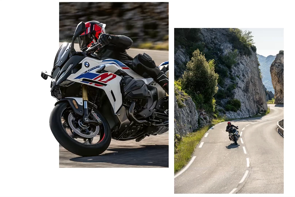 BMW Motorrad R 1300 RT vue de profil sur route panoramique