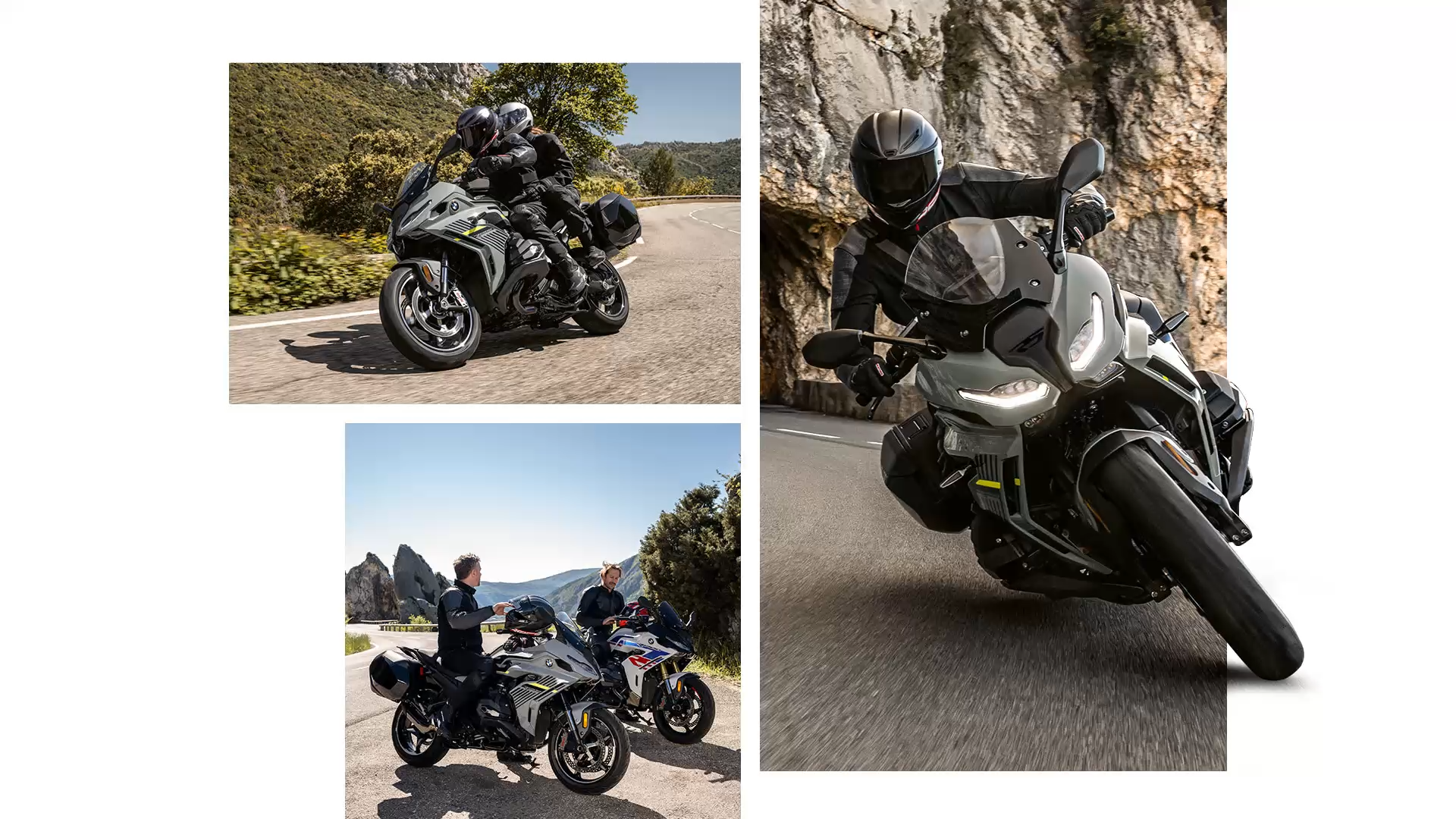 BMW Motorrad R 1300 RS roulant sur une route de montagne