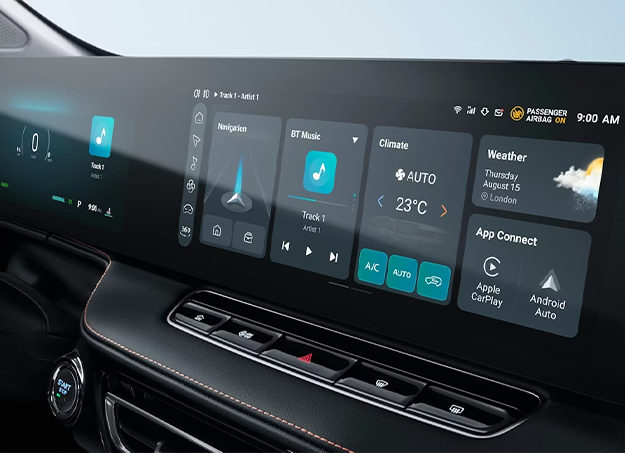 Intérieur du MG EHS PHEV avec tableau de bord digital